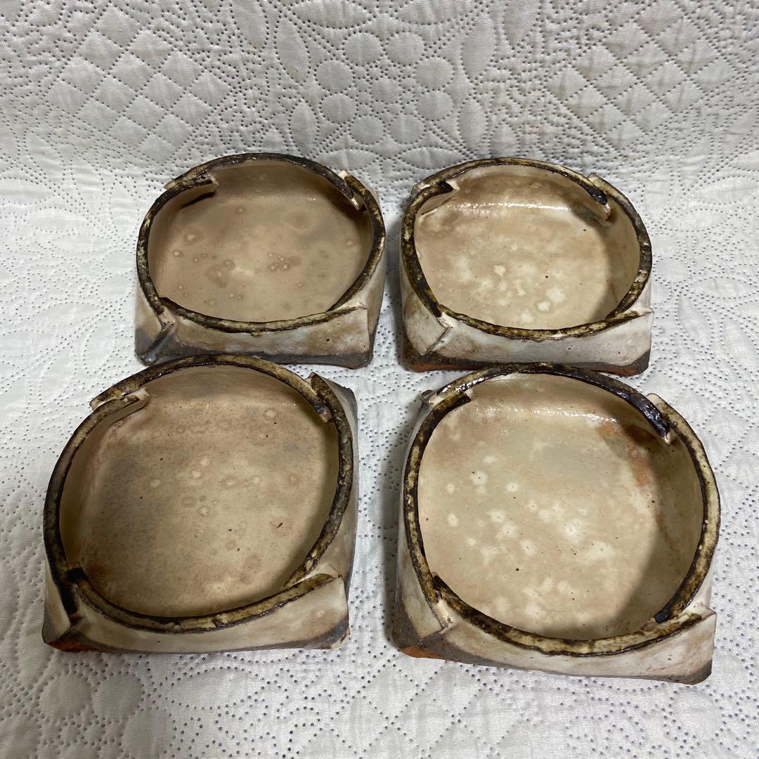 陶器製四角形皿4個セット 作家作品 茶会席 中皿 中鉢