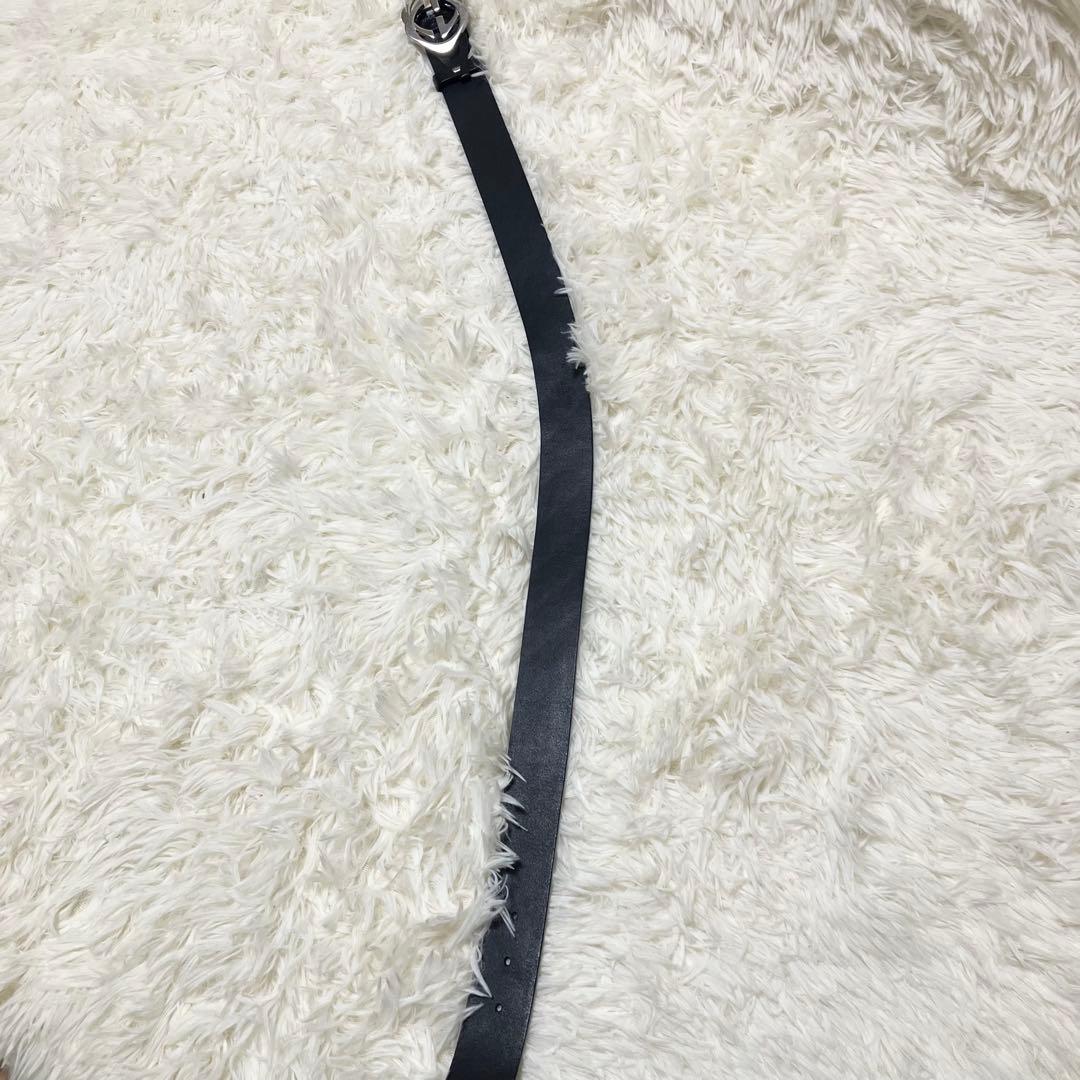 グッチ ベルト インターロッキング シマ GG レザー シルバー ブラック