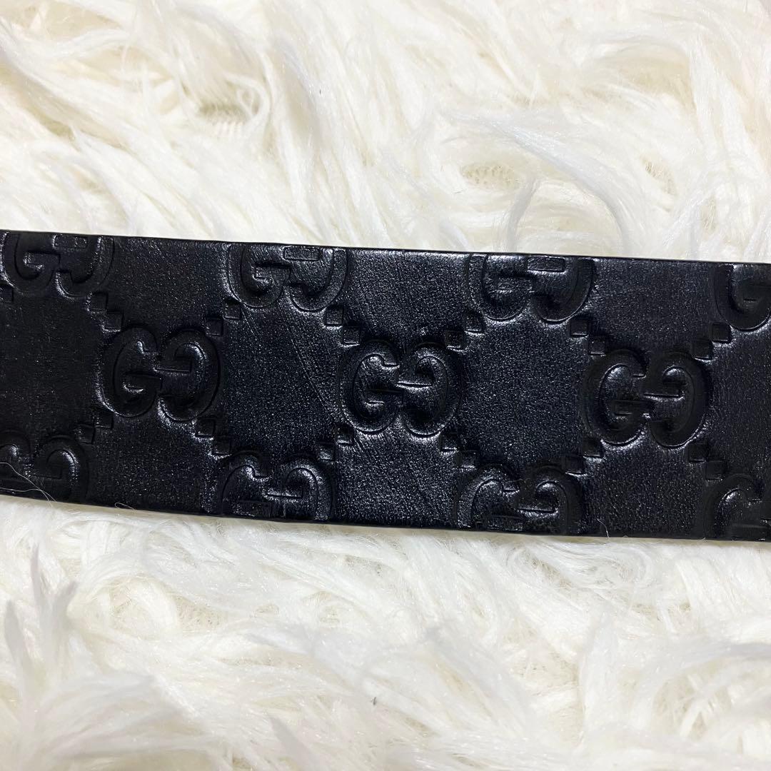 グッチ ベルト インターロッキング シマ GG レザー シルバー ブラック