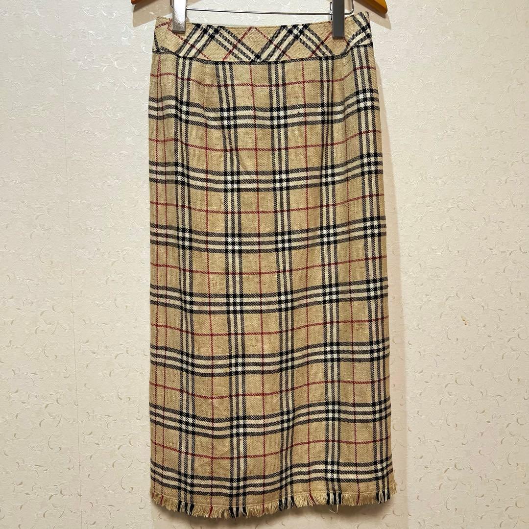 バーバリーロンドン 巻きスカート シルク混 ラップスカート キルトピン付き