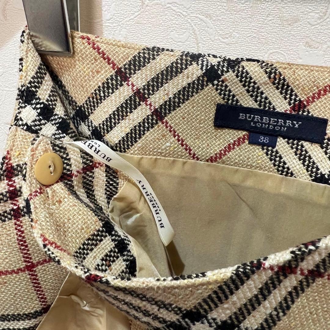 バーバリーロンドン 巻きスカート シルク混 ラップスカート キルトピン付き