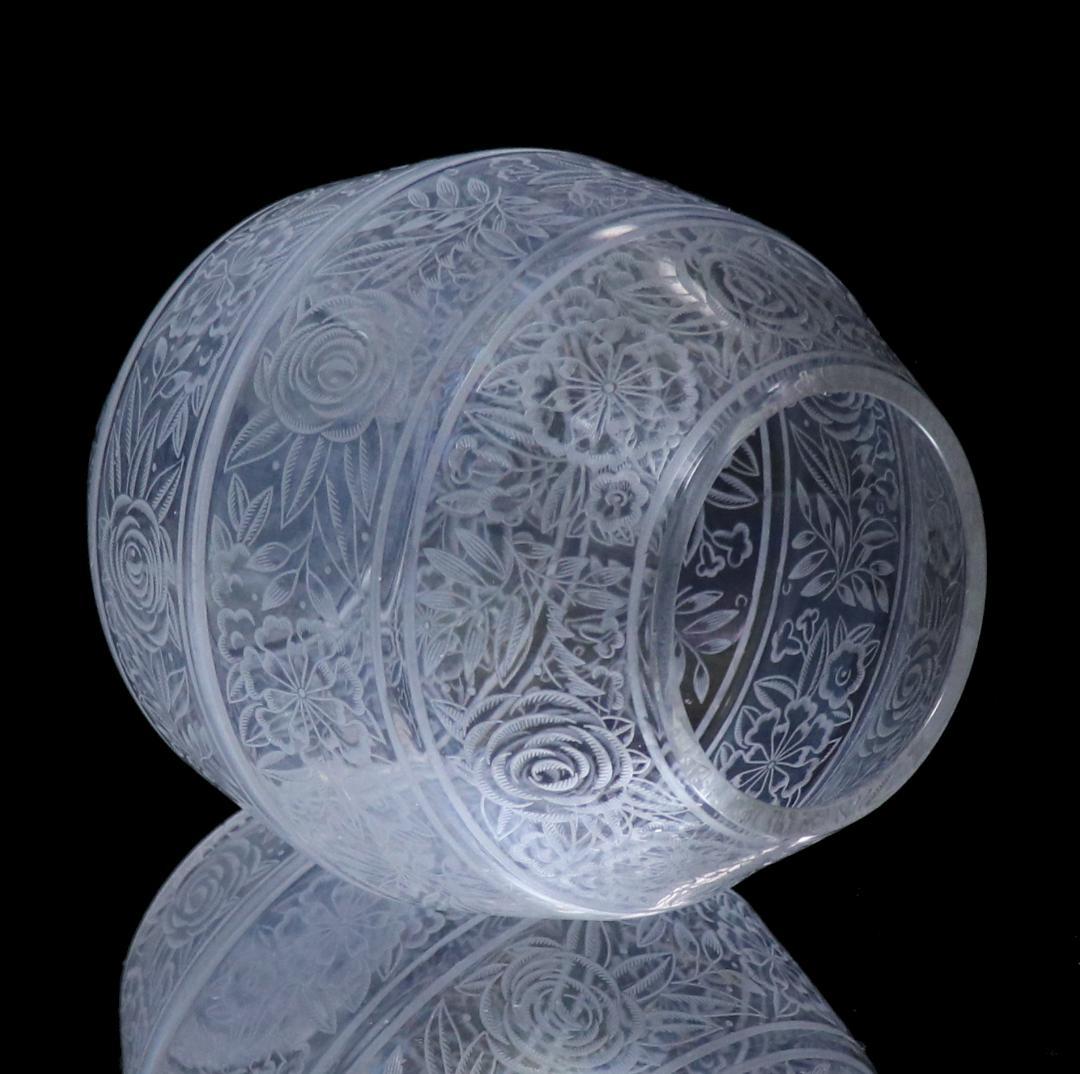 オールド・バカラ 1930年 大型薔薇文エッチング花瓶 壺 花器 フラワーベース