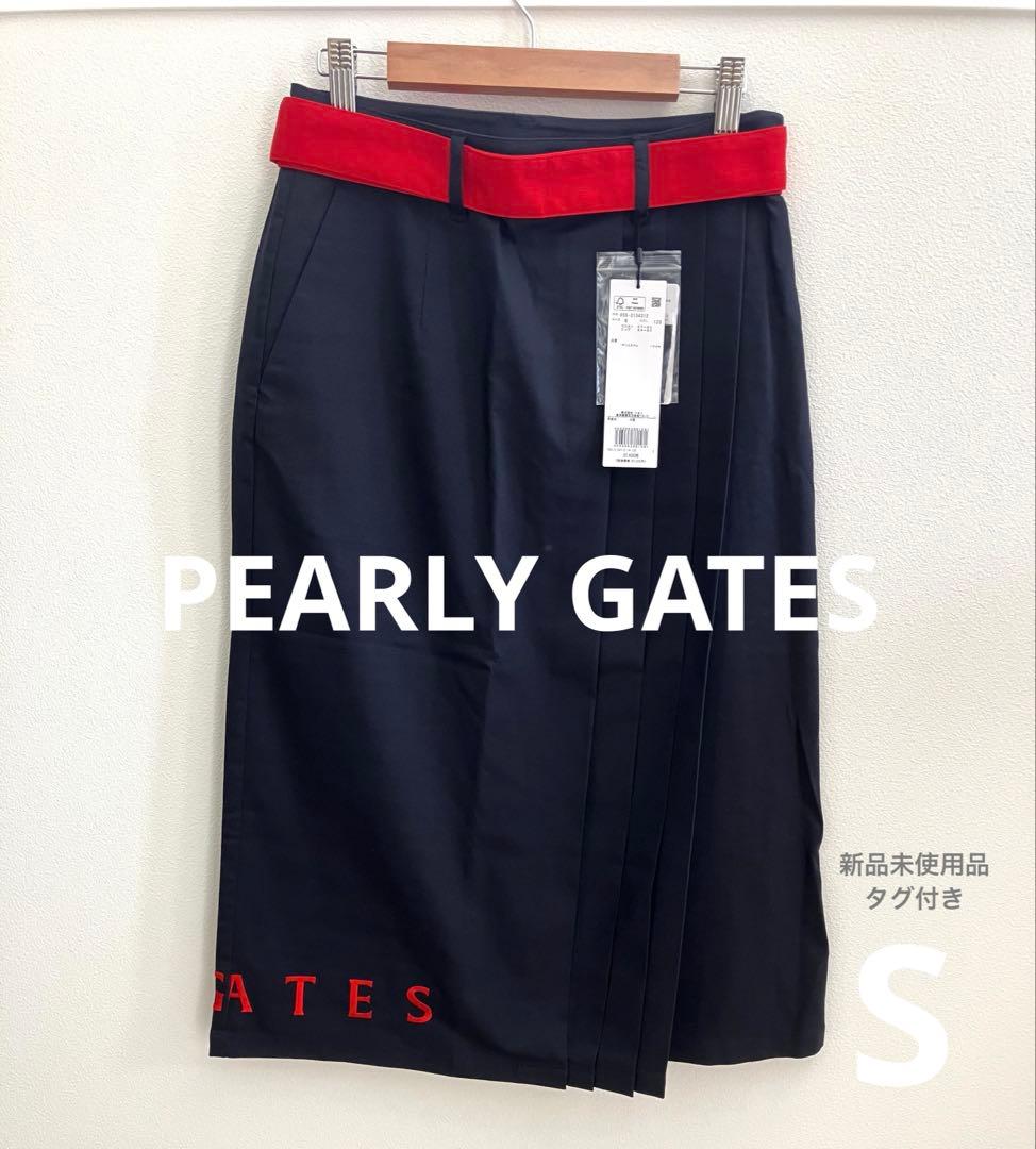 PEARLY GATES プリーツスカート ネイビー/レッド 0号 - メルカリ