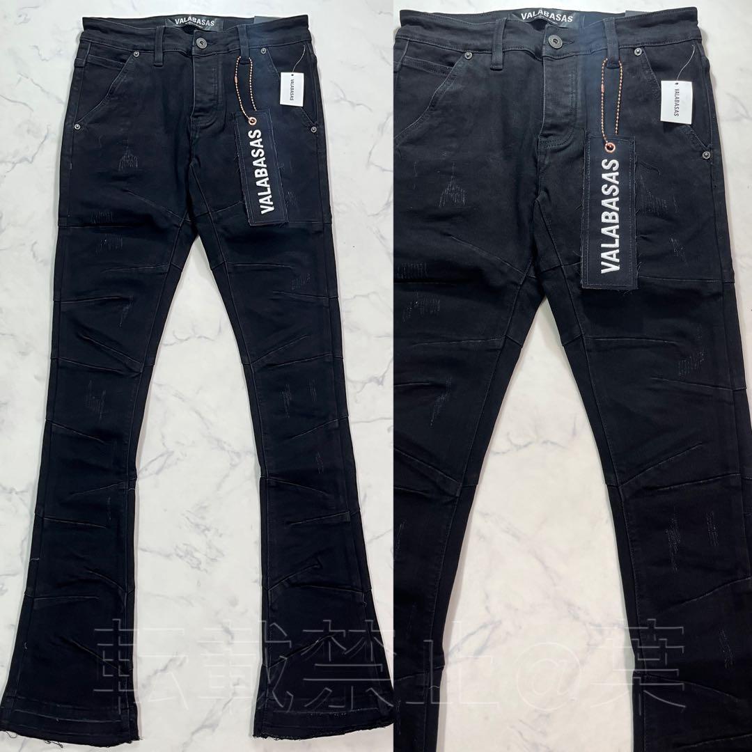 valabasas バラバサス ダメージスタックフレアスキニーデニム 新品 30