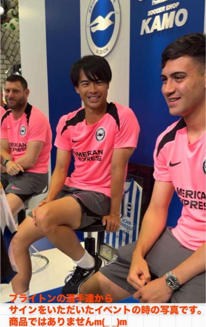 三笘薫直筆サイン入りフォト＋ ブライトン5選手直筆サイン入りカード＋