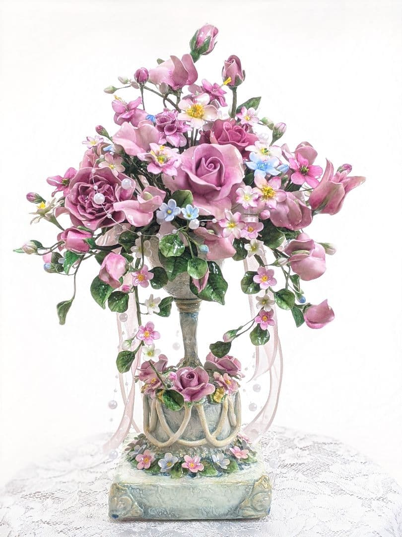 【専用です】クレイフラワー♡ロココ調薔薇のフラワーアレンジメント♡ハンドメイド
