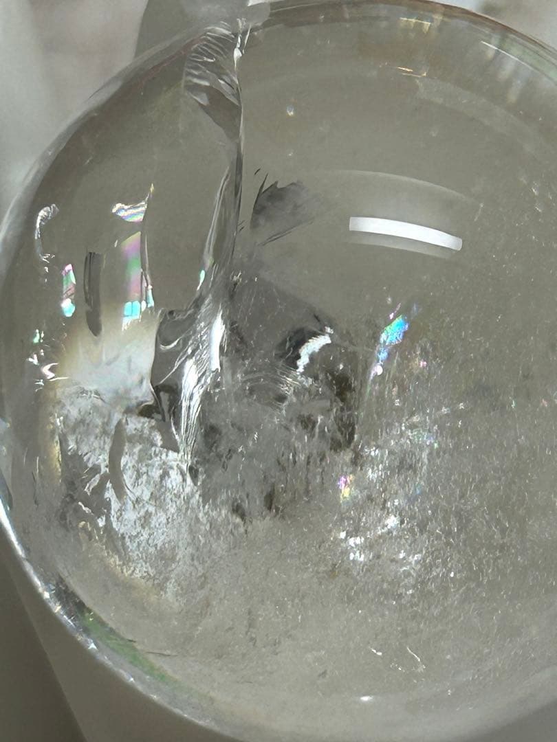 水晶インクォーツ スフィア 虹 天然石 置物