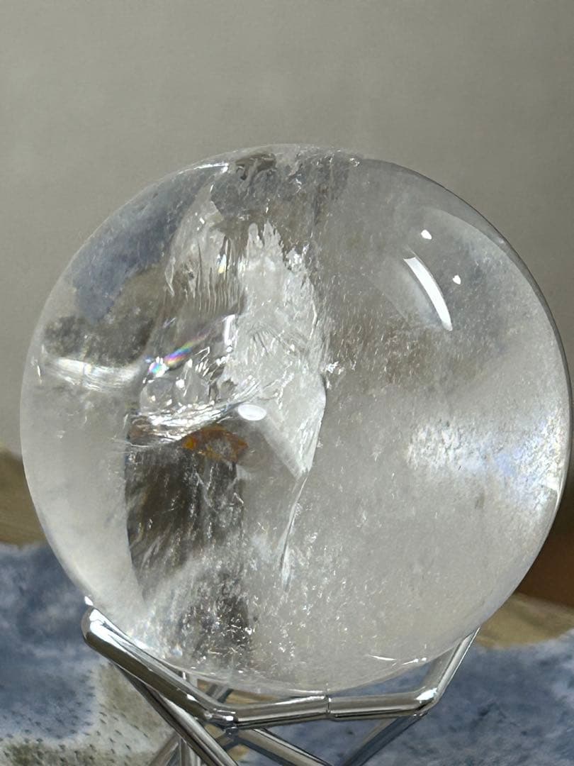 水晶インクォーツ スフィア 虹 天然石 置物