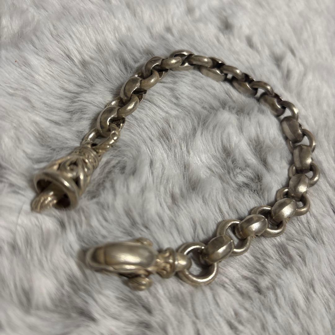 シルバー チェーンブレスレット ベル型チャーム付き
