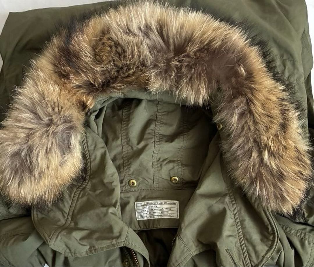 美品【ドゥーズィエムクラス】モッズコート ファーライナー付き カーキ