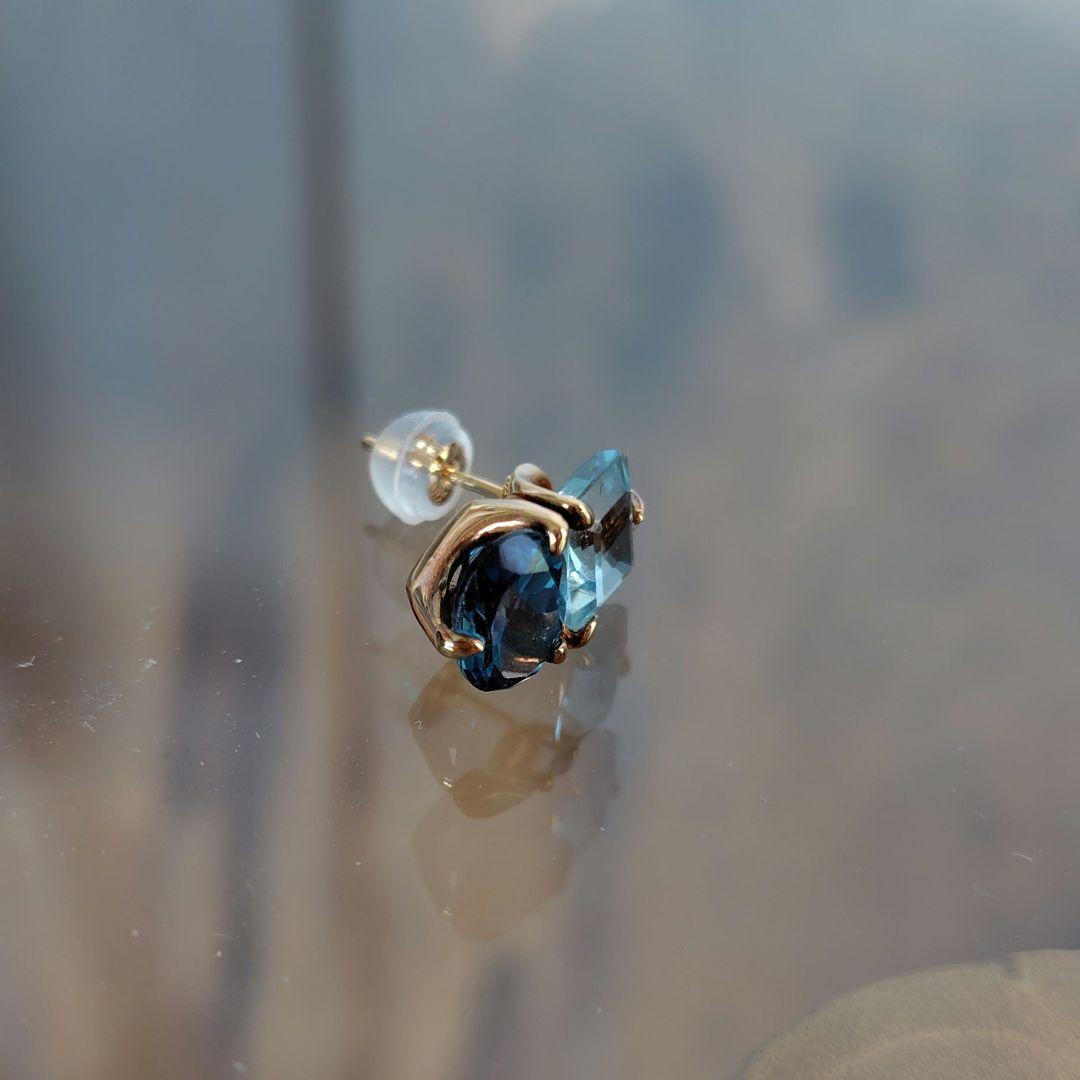 ヒマリ ミューズ 2 ストーン シングル プチ ピアス ブルー