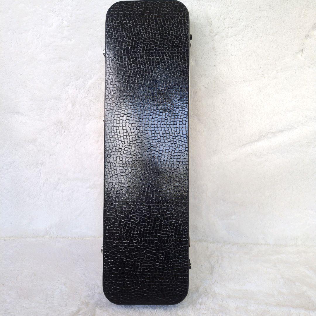 美品 沖縄三線 人工皮 蛇柄 弦楽器 琉球 黒塗り ケース付 初心者 入門モデル