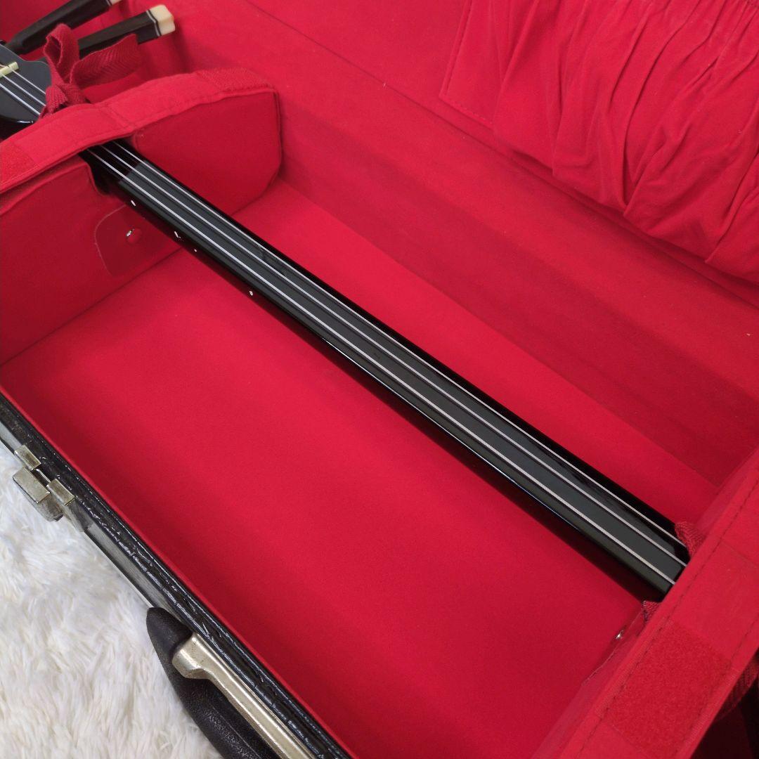 美品 沖縄三線 人工皮 蛇柄 弦楽器 琉球 黒塗り ケース付 初心者 入門モデル