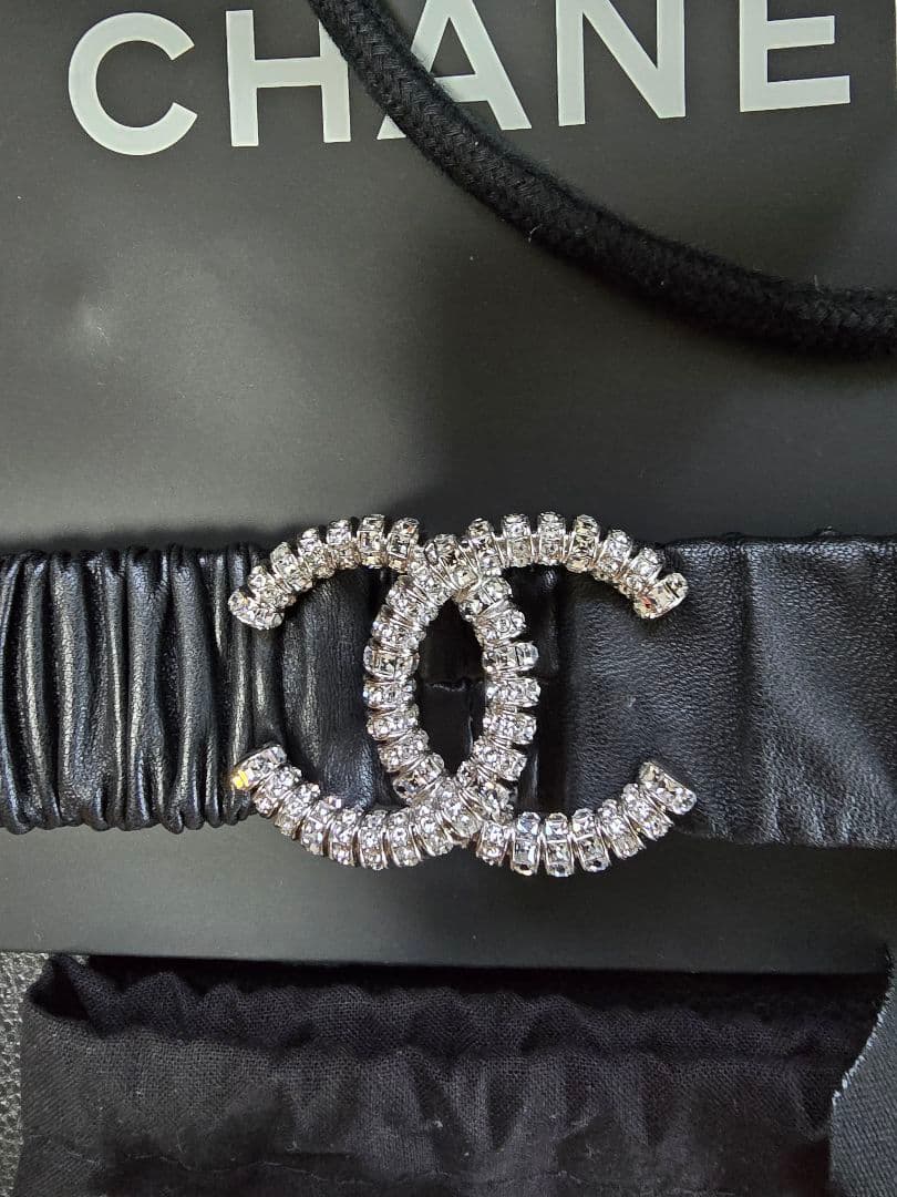 ぱんだ　CHANEL シャネル＊ゴムベルト＊ブラック＊シルバー＊新品