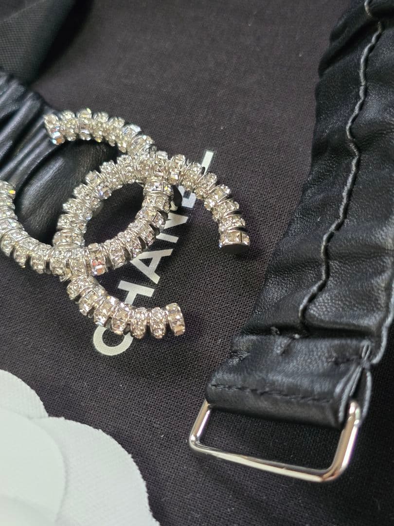 ぱんだ　CHANEL シャネル＊ゴムベルト＊ブラック＊シルバー＊新品