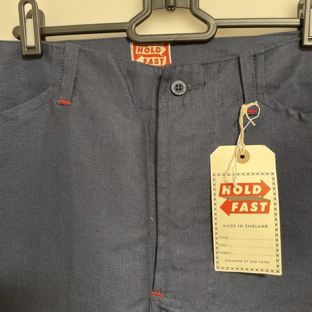 新品HOLD FAST ネイビー リネンワークパンツ