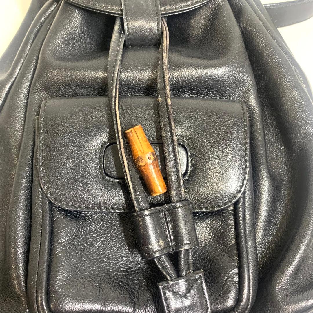 オールドグッチ GUCCI バンブー リュック バッグパック レザー 黒