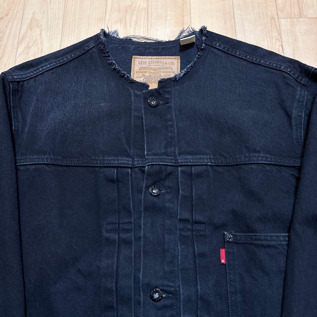 リーバイス エディフィス 別注 Type 1 デニムジャケット ノーカラー 黒