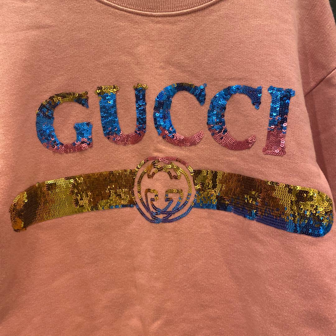 美品】8A 140㎝GUCCI グッチスパンコールトレーナーピンク