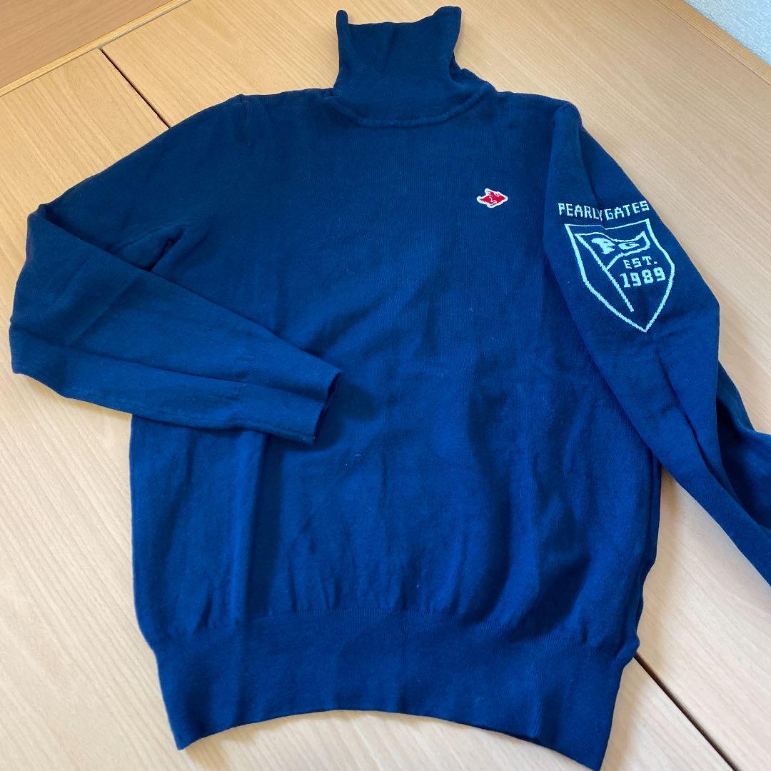 即購入OK 新品 パーリーゲイツ ゴルフ タートル ニット ハイネック 1 紺