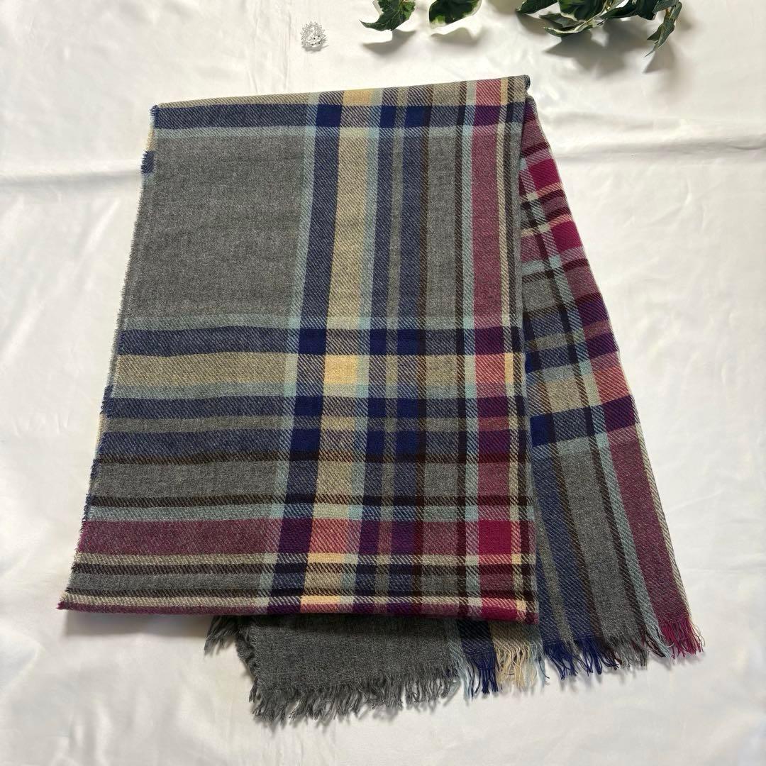 ジョンストンズ　大判　ストール　カシミヤ　グレー