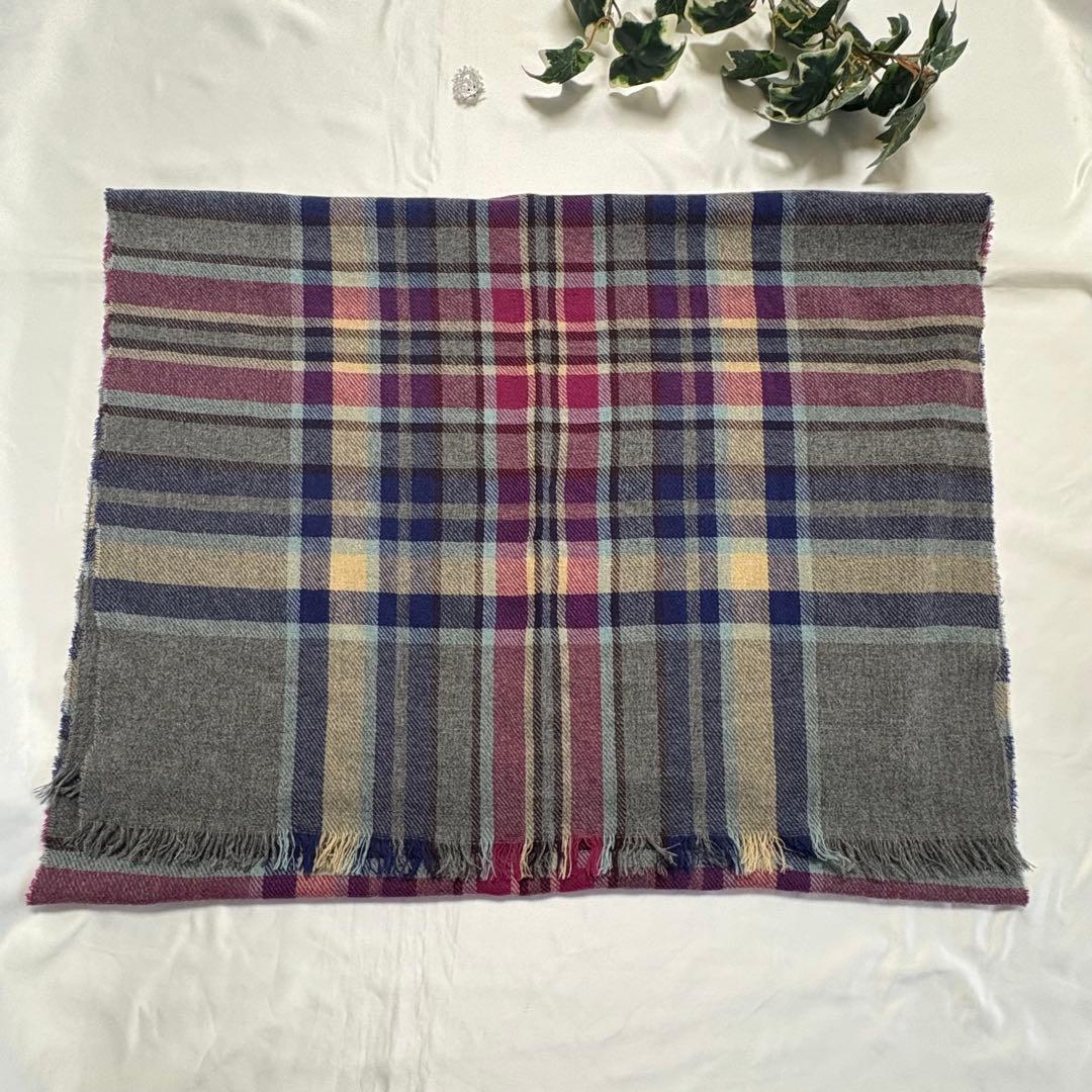 ジョンストンズ　大判　ストール　カシミヤ　グレー