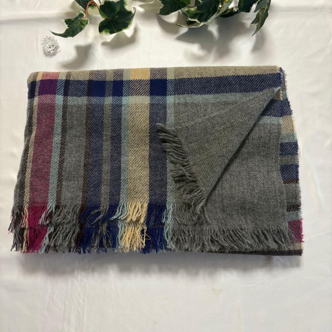 ジョンストンズ　大判　ストール　カシミヤ　グレー