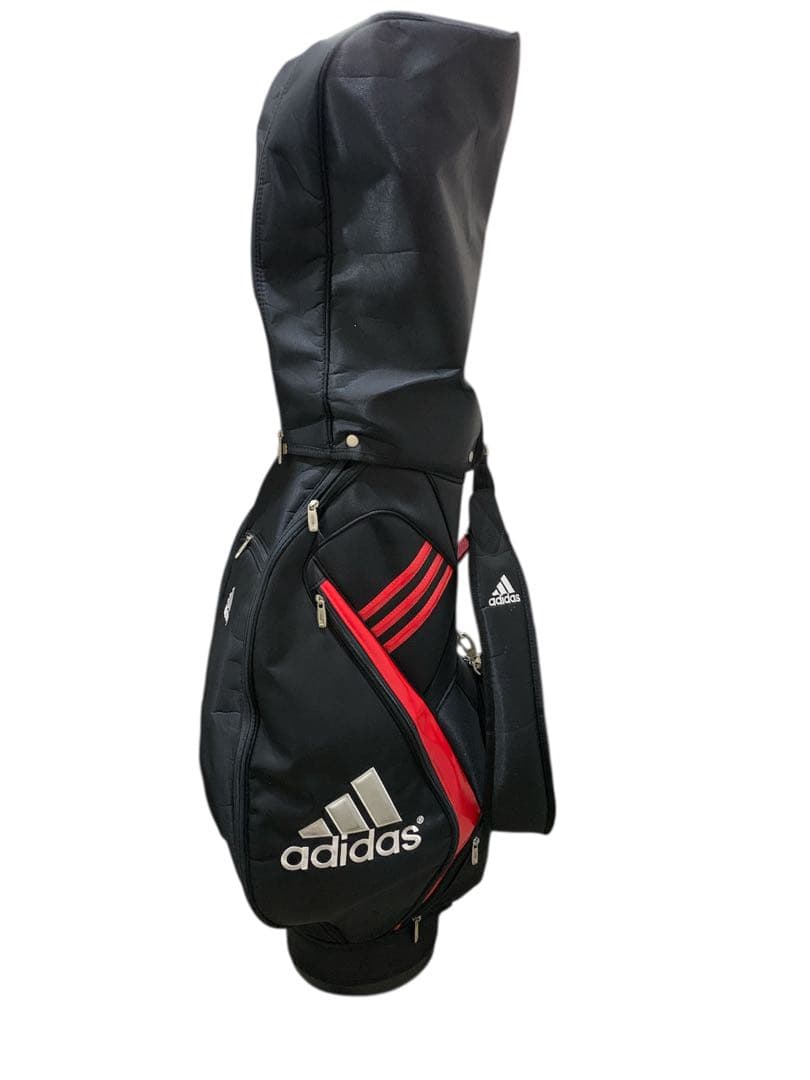 アディダスキャディーバッグ ゴルフバッグ 黒赤 おまけ付き