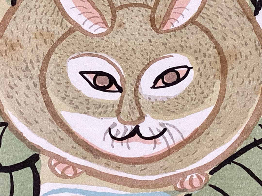 北川民次 版画 リトグラフ 額入り ウサギの木版画 限定版 サイン入り