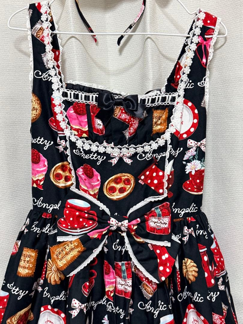 French cafe ジャンパースカート　カチューシャ　オーバーニー　セット