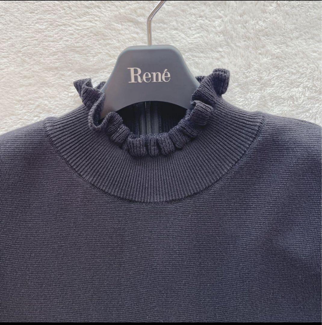 美品 M'S GRACY 2023 ニット タフタ ワンピース ブラック　42