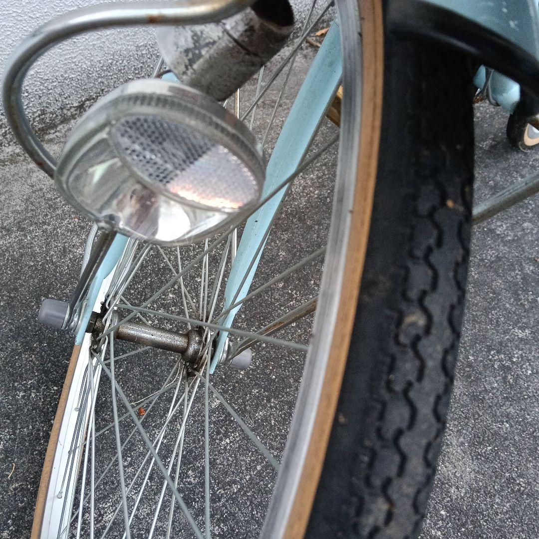 子供用自転車 水色 ブラウンバスケット付き