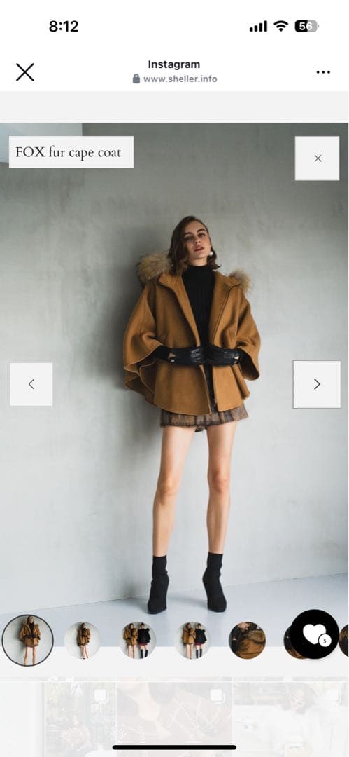 完売【sheller】FOX fur cape coat