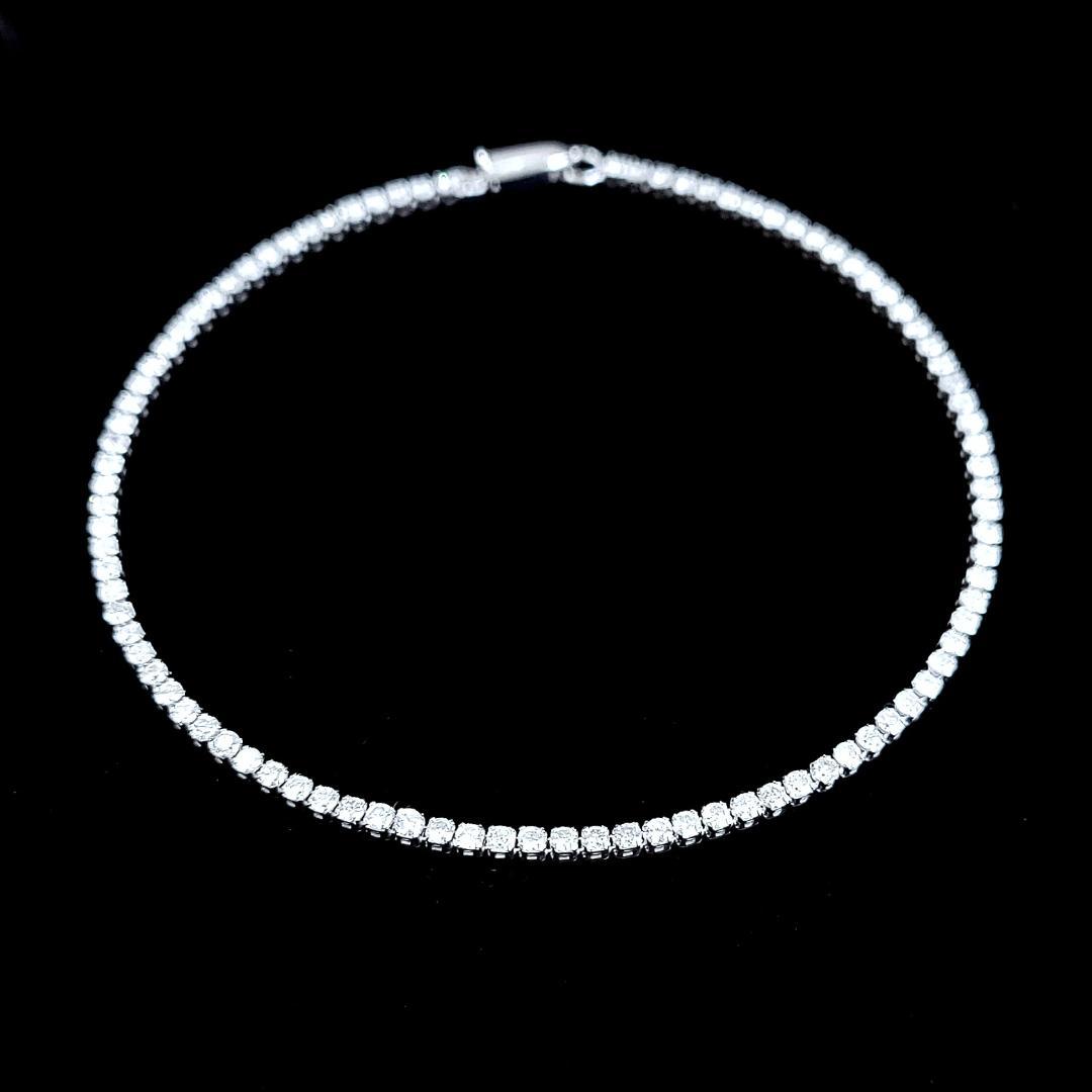 永遠の定番！白系 1.6ct　ダイヤモンド K14 WG テニスブレスレット 鑑