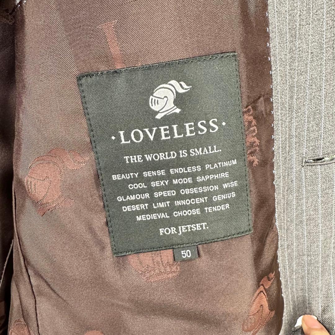 ラブレス LOVELESS スーツ ストライプ グレー 50 日本製 羊毛
