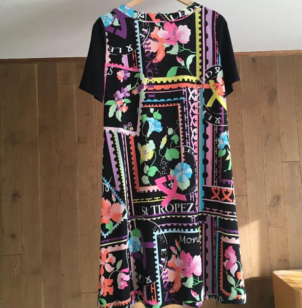 極美品 LEONARD レオナール カンカン素材　ワンピース