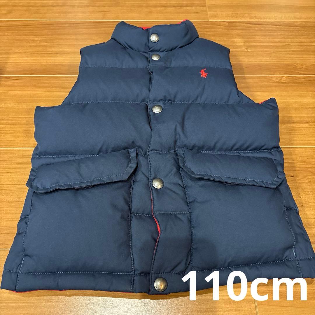 ラルフローレン ダウンベスト リバーシブル ネイビー×レッド 110 男女