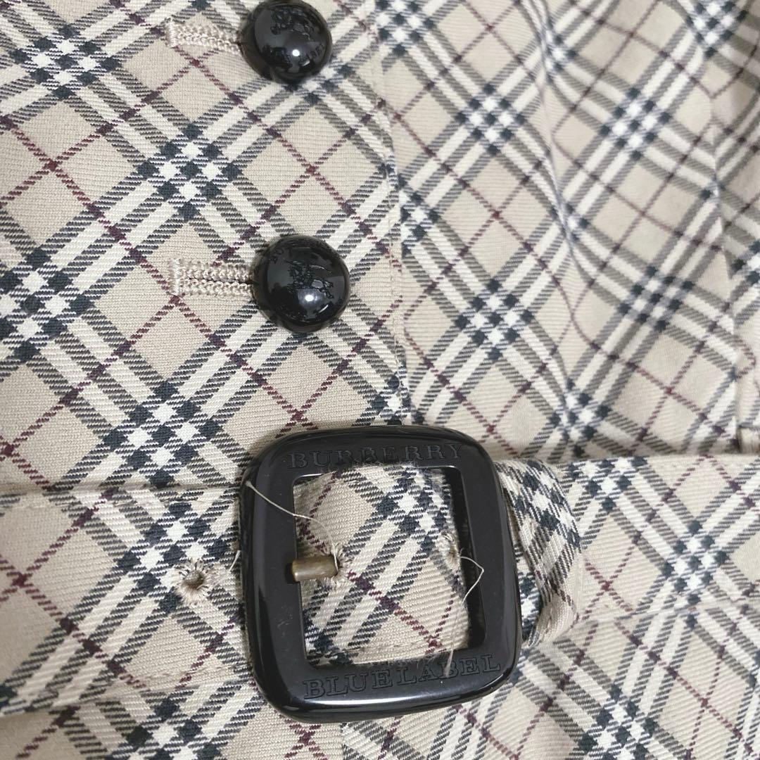 バーバリーブルーレーベル ノバチェック柄ワンピース ベルト付き ベージュ 上品