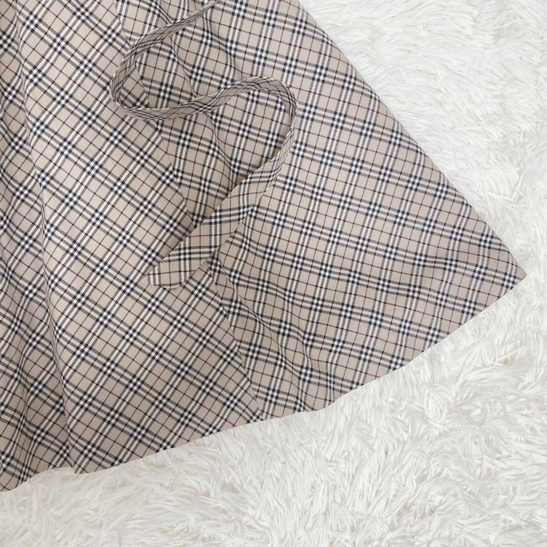 バーバリーブルーレーベル ノバチェック柄ワンピース ベルト付き ベージュ 上品