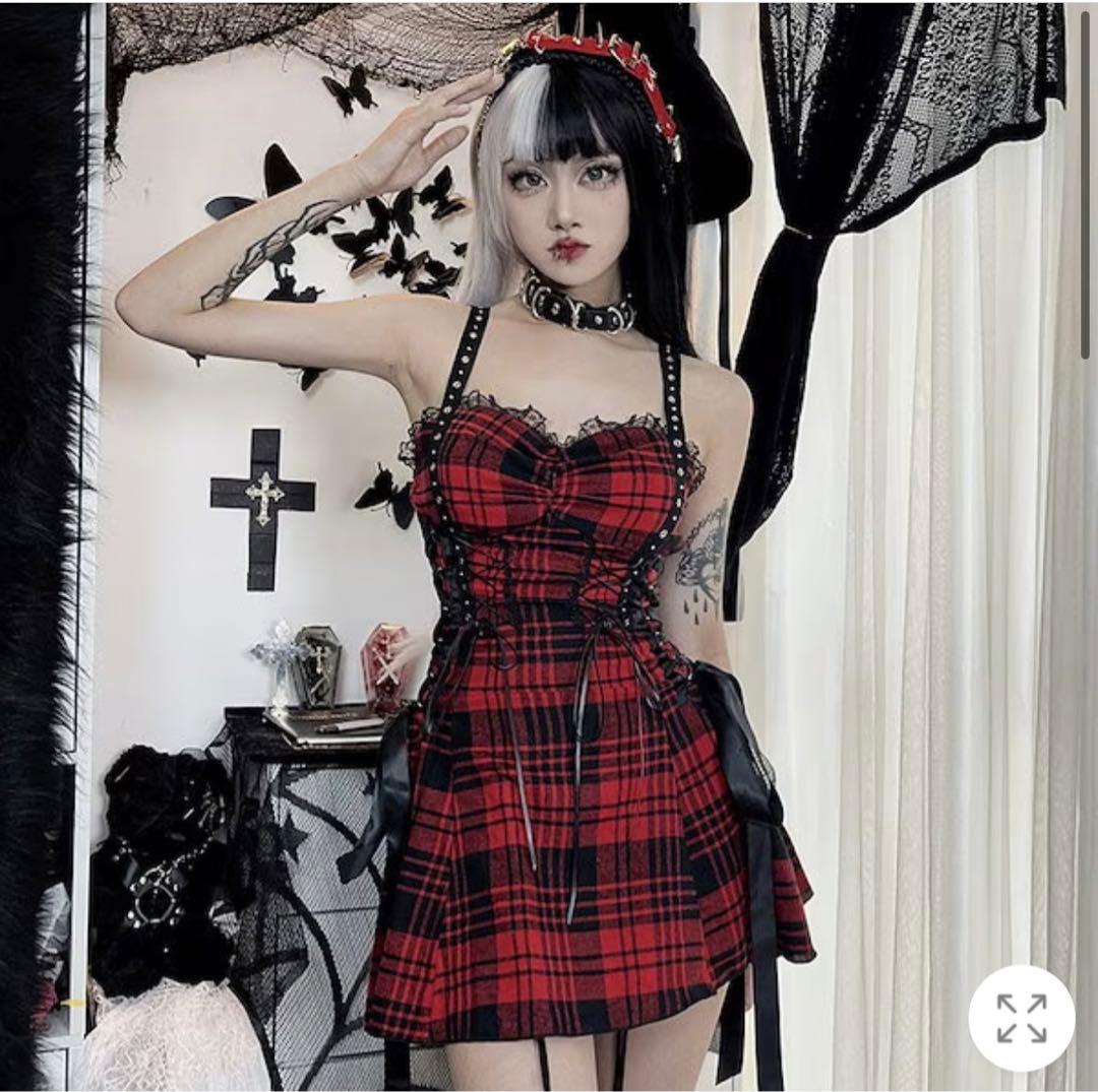 ミサミサ風 赤チェックミニワンピース - メルカリ