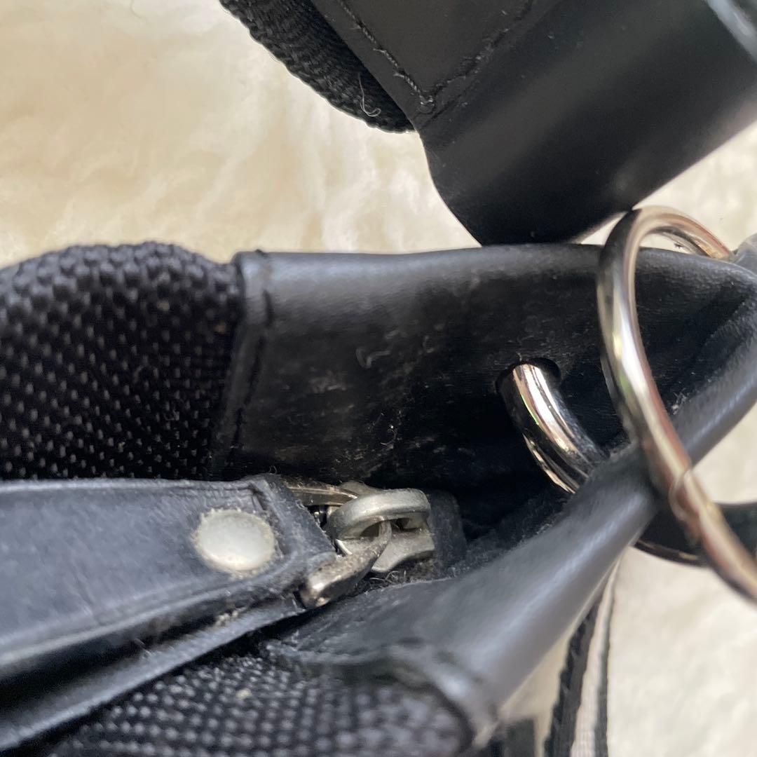 BALLY バリー ショルダーバッグ サコッシュ キャンバス×レザー ブラック