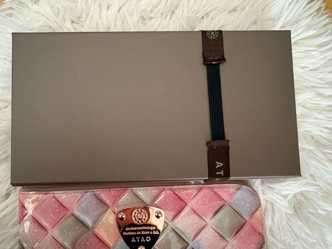 美品♪ATAO 長財布 ピンク パステル ブロックパーティ リモ