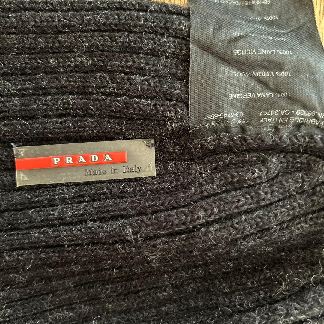 プラダスポーツ　ニット帽　ダークグレー