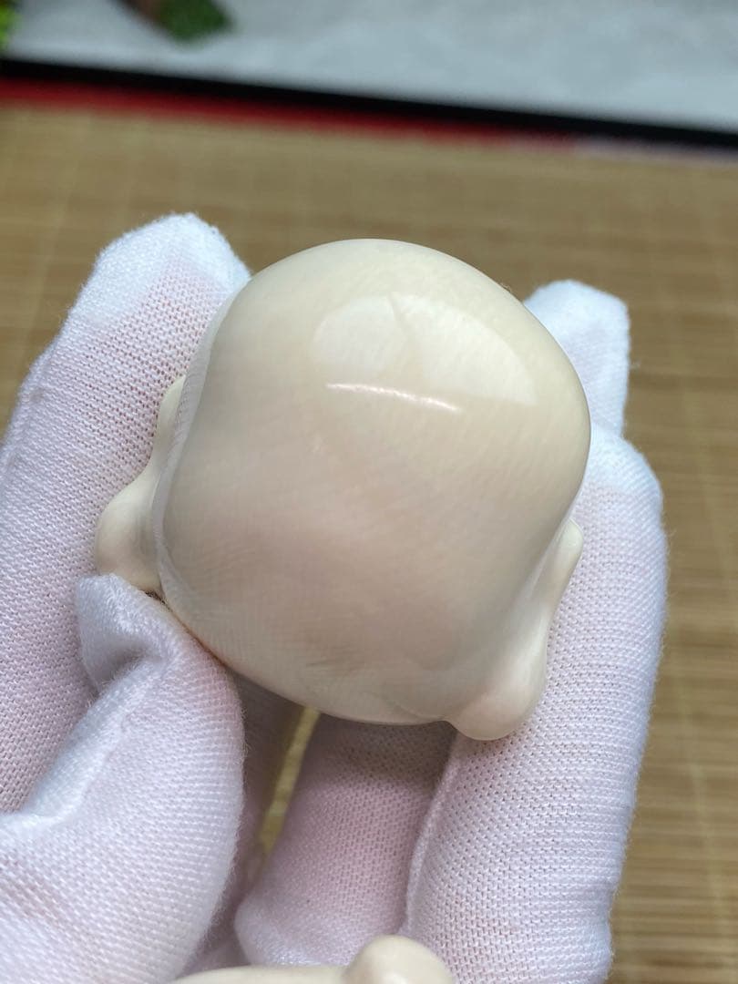 天然マンモス牙美しい手作り彫刻 弥勒仏頭 保健球