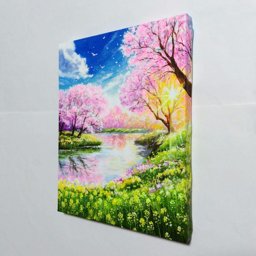 春の到来・桜】アクリル画 F3 風景画 絵画 原画 - メルカリ
