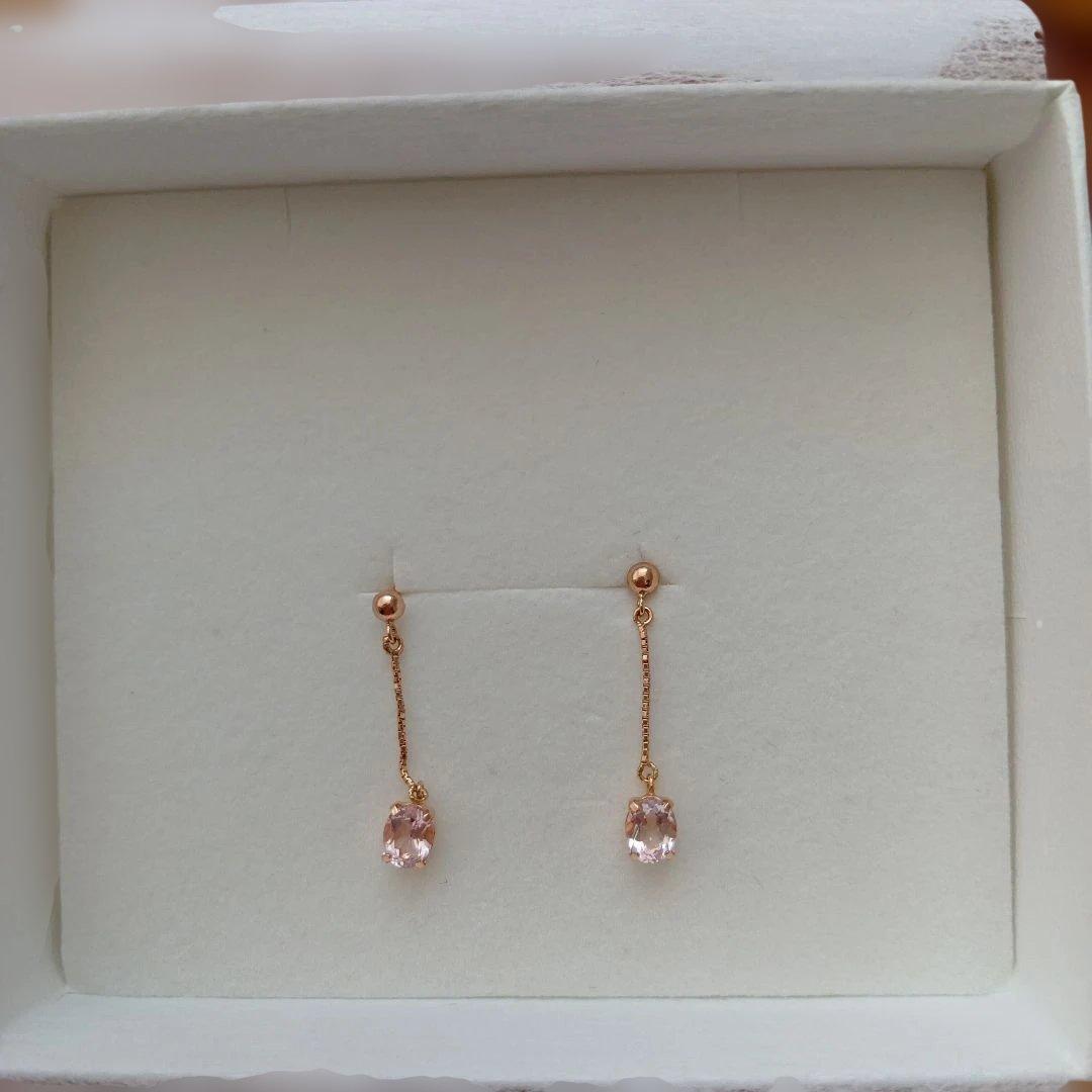 k18PG モルガナイト 揺れるピアス オーダーメイド