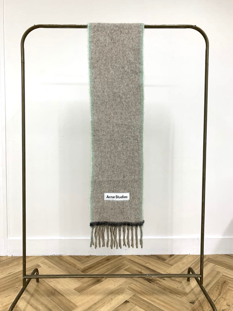 Acne Studios ウールモヘアスカーフ ナロー ベージュ グレー