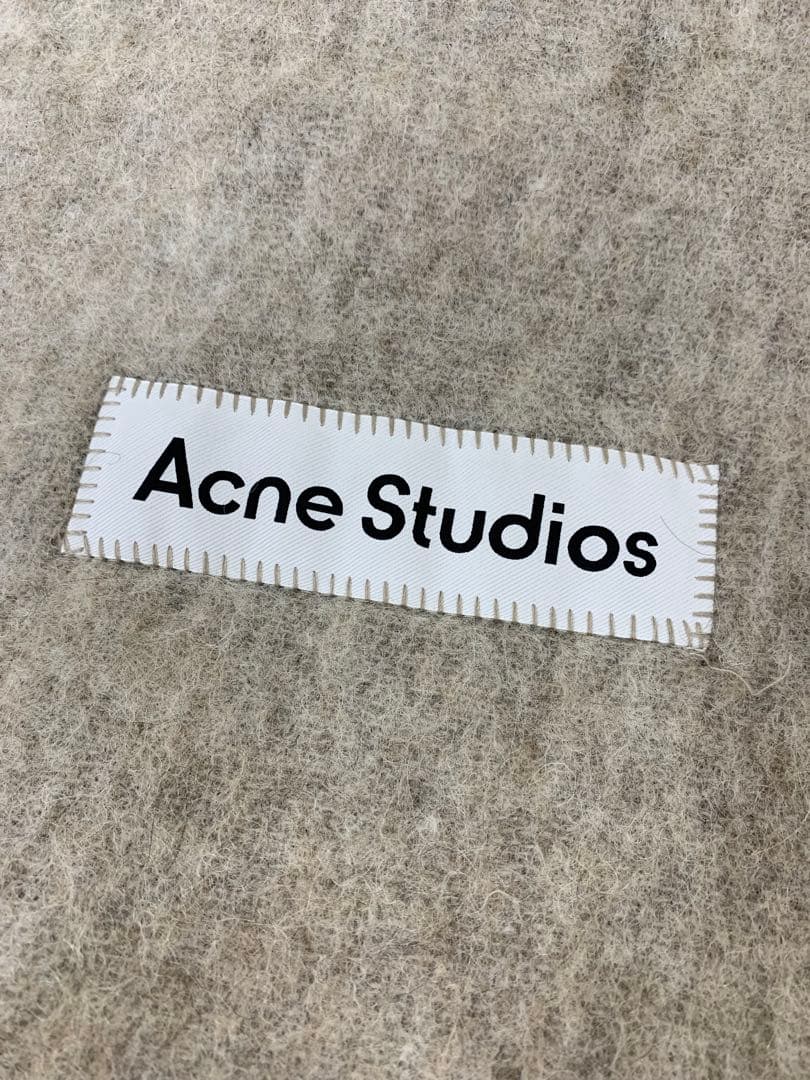 Acne Studios ウールモヘアスカーフ ナロー ベージュ グレー