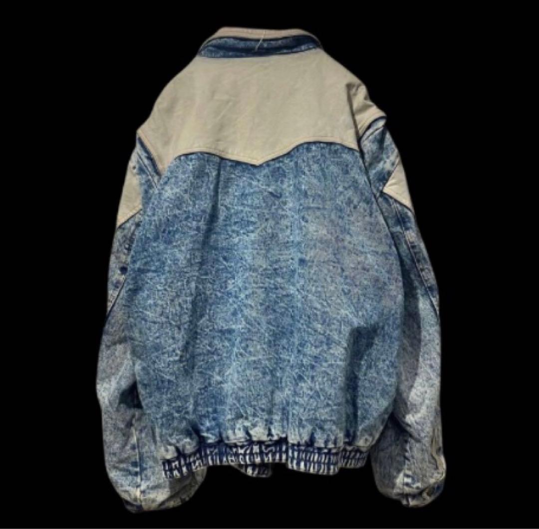 USA購入古着 vintage デニムジャケット 切り返し ホワイト レザー