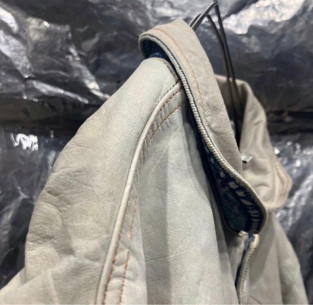 USA購入古着 vintage デニムジャケット 切り返し ホワイト レザー